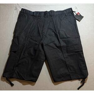 Five AR Linen Shorts Mens‎ 4XL Black Pocketed Chino Button Beach New 48x15